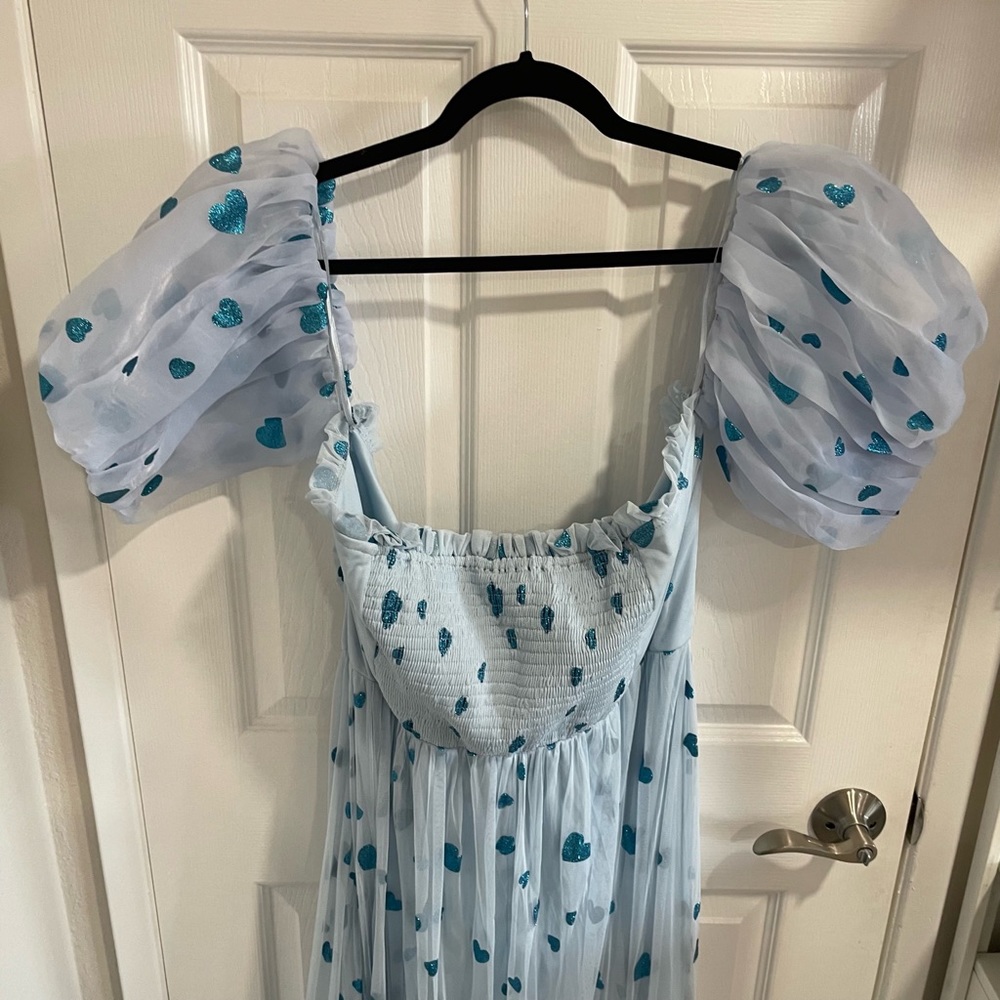 NWT - Asos Curve Lace and Beads Blue Heart Tulle Dress - Size UK 26 (US 22) - Picture 8 of 11